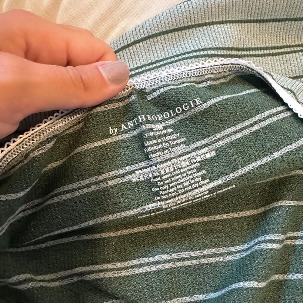 Anthropologie Women's Green and White PJ Set - Picture 4 of 4